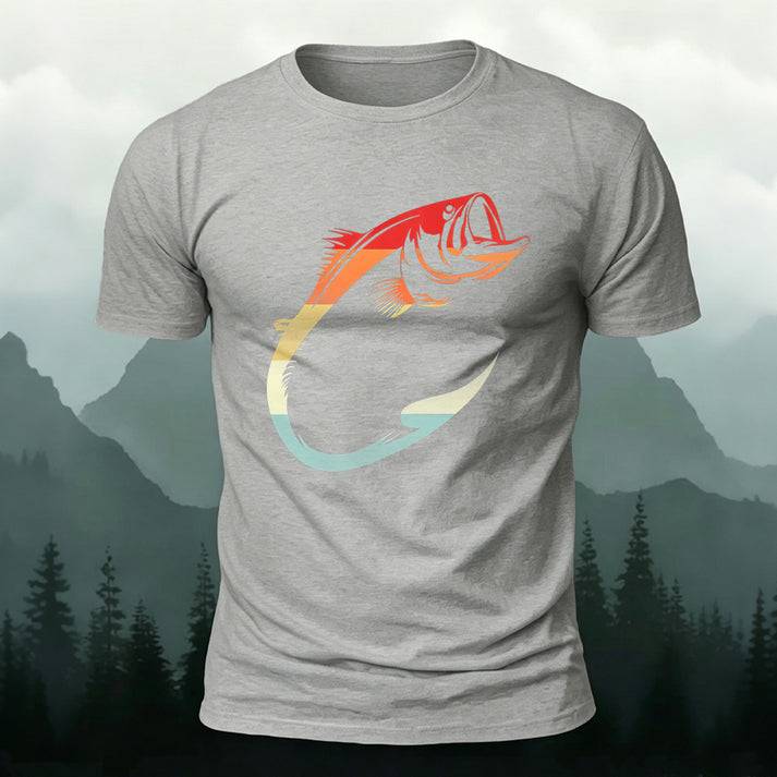 Fishing Lover Retro Bass Casual Short Sleeve Tee