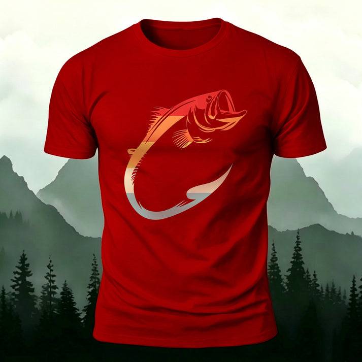 Fishing Lover Retro Bass Casual Short Sleeve Tee