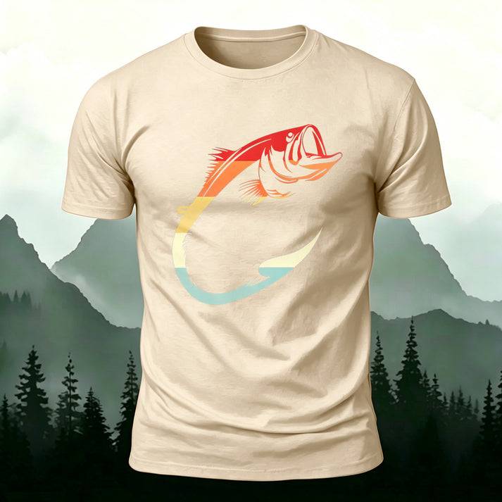 Fishing Lover Retro Bass Casual Short Sleeve Tee