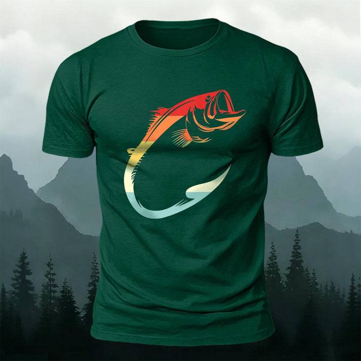 Fishing Lover Retro Bass Casual Short Sleeve Tee