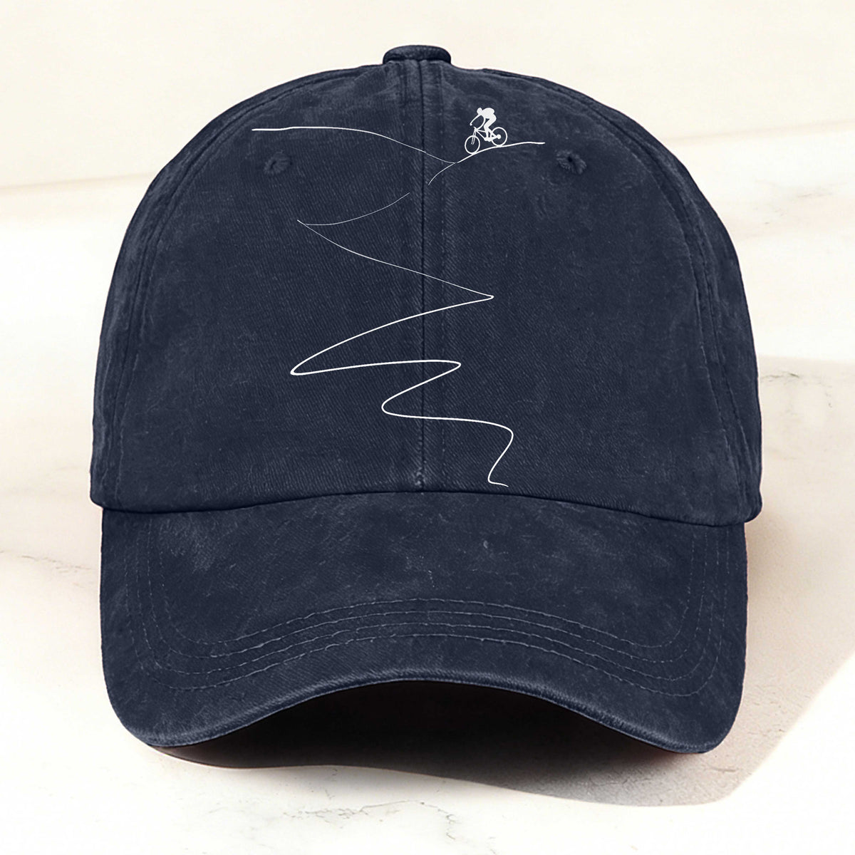 ミニマリスト マウンテンバイカー ラインアート ウォッシュドコットンキャップ
