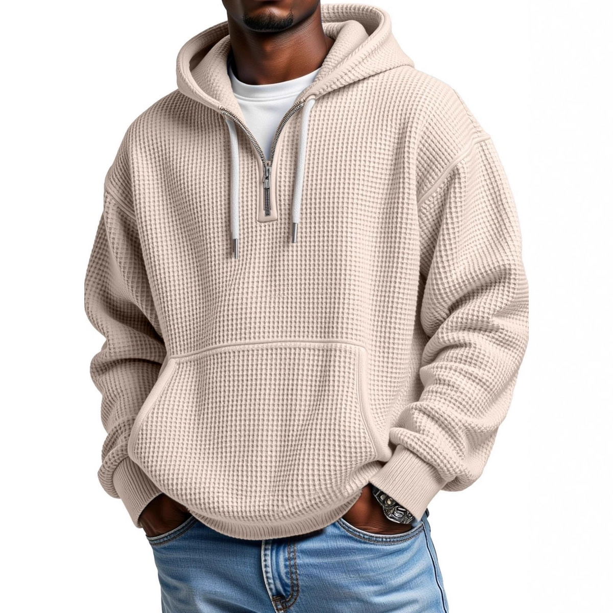 Men's Stylish Athletic Waffle Knit Hoodie