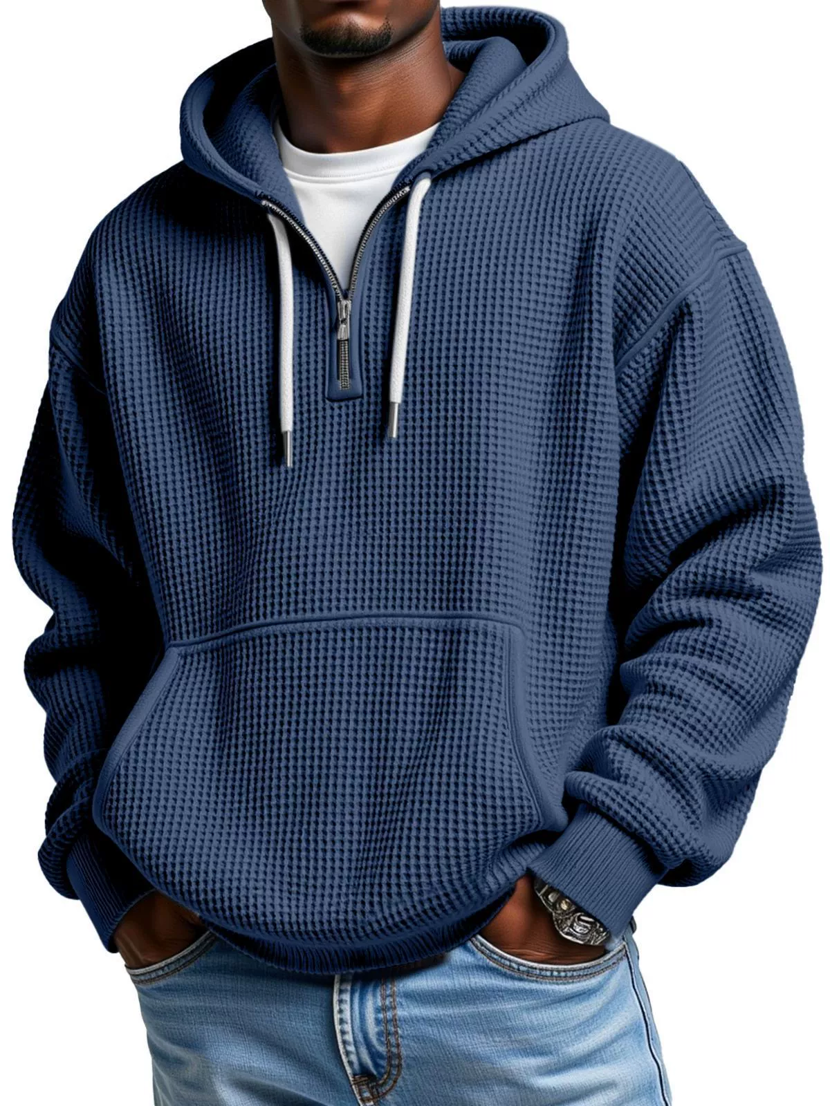 Men's Stylish Athletic Waffle Knit Hoodie