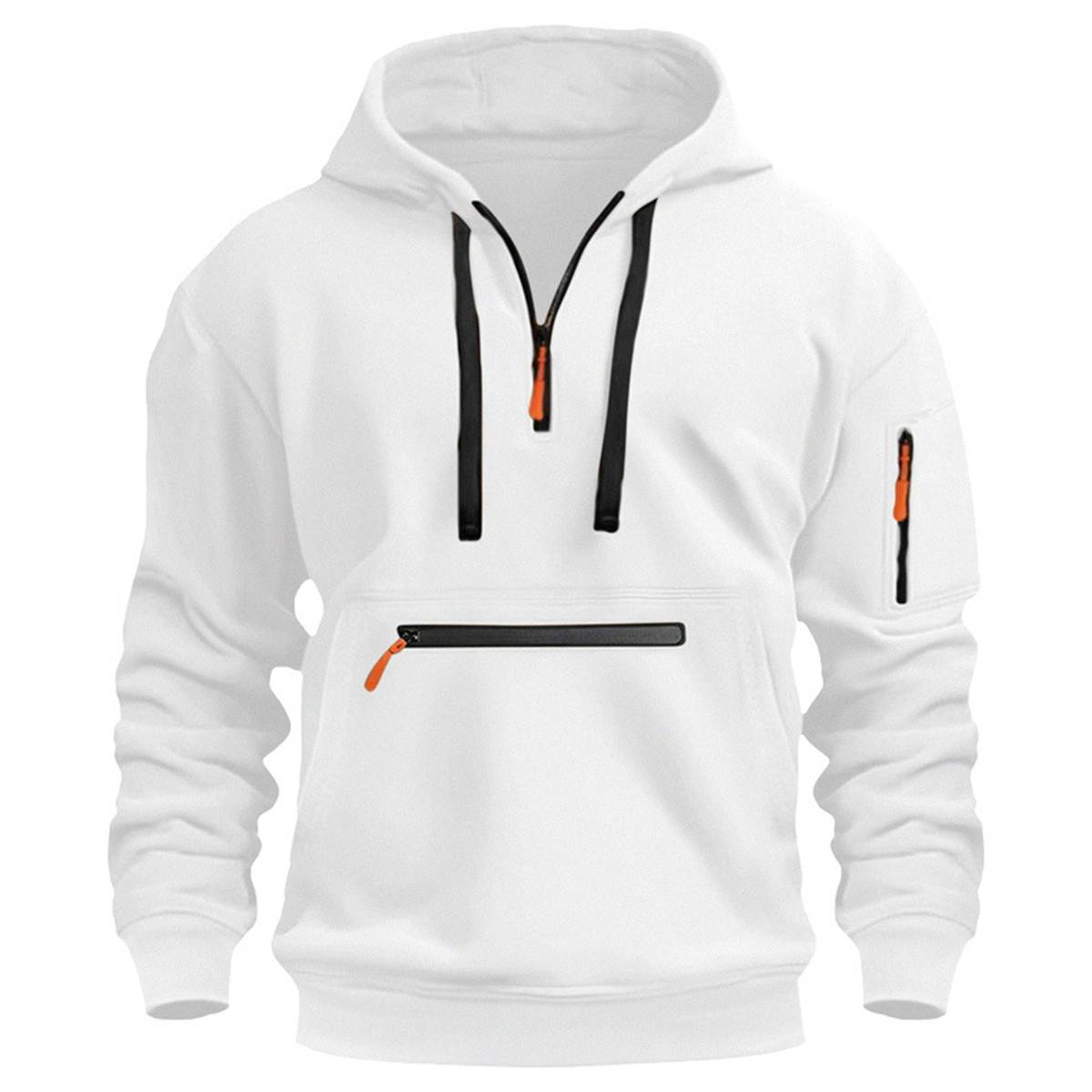 Men's Casual Fleece Half-Zip Hooded Sweatshirt