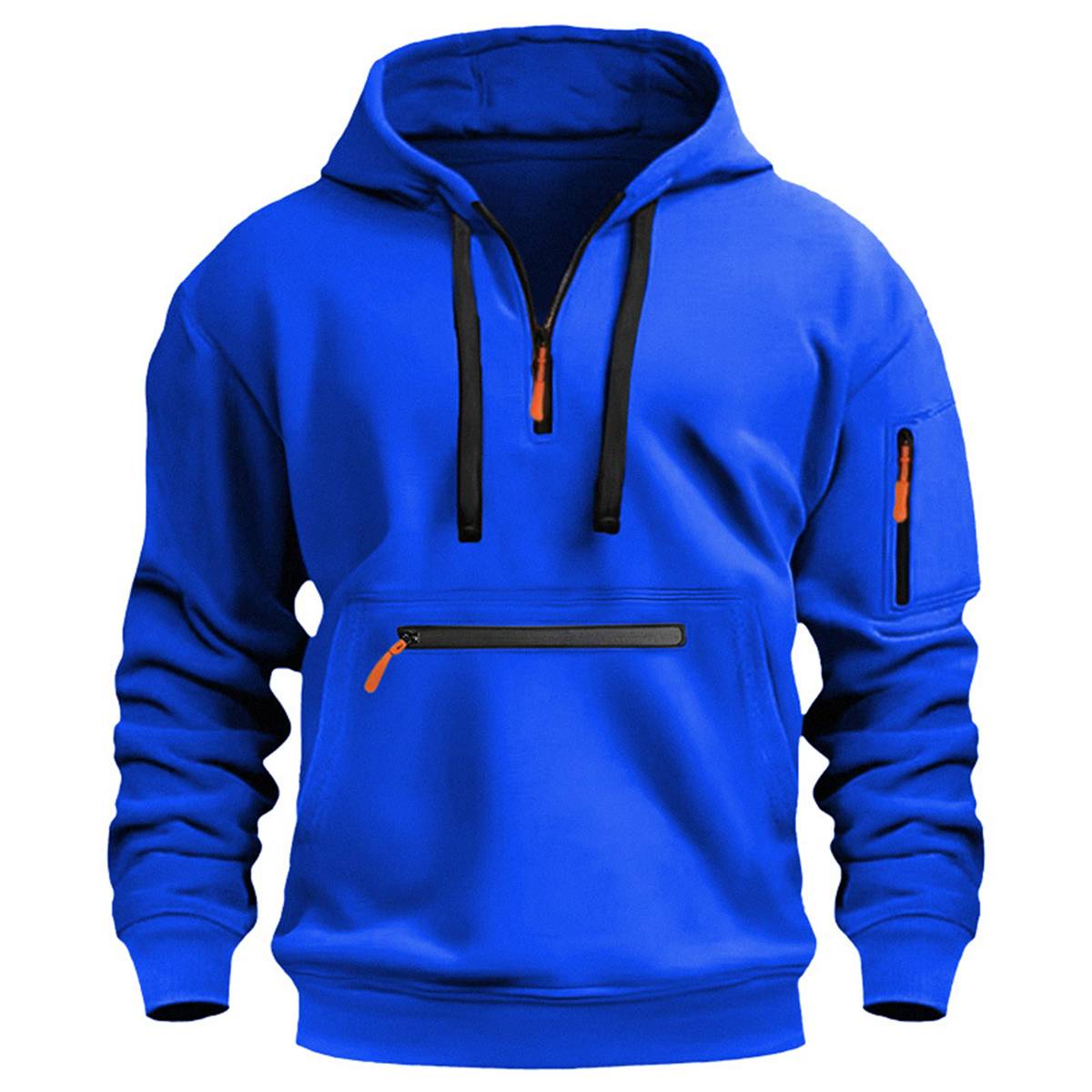 Men's Casual Fleece Half-Zip Hooded Sweatshirt