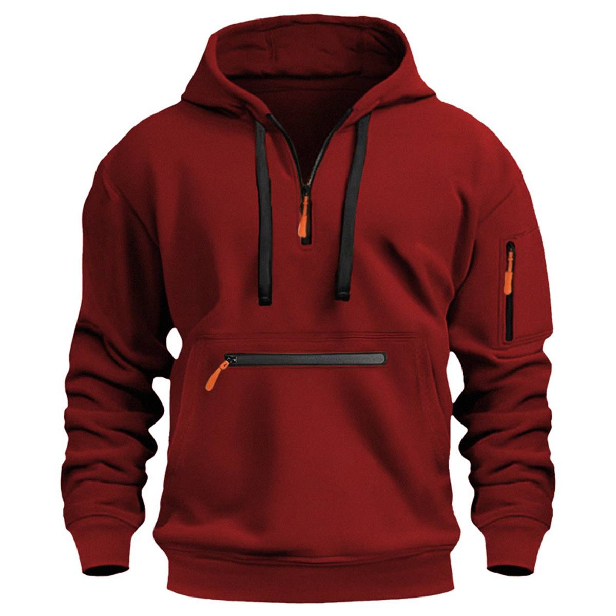 Men's Casual Fleece Half-Zip Hooded Sweatshirt