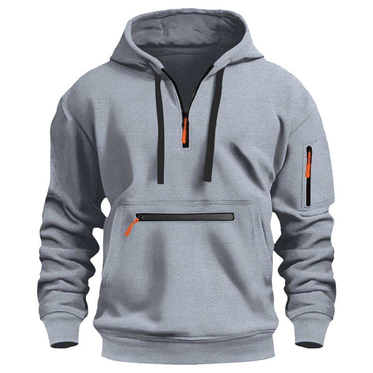 Men's Casual Fleece Half-Zip Hooded Sweatshirt