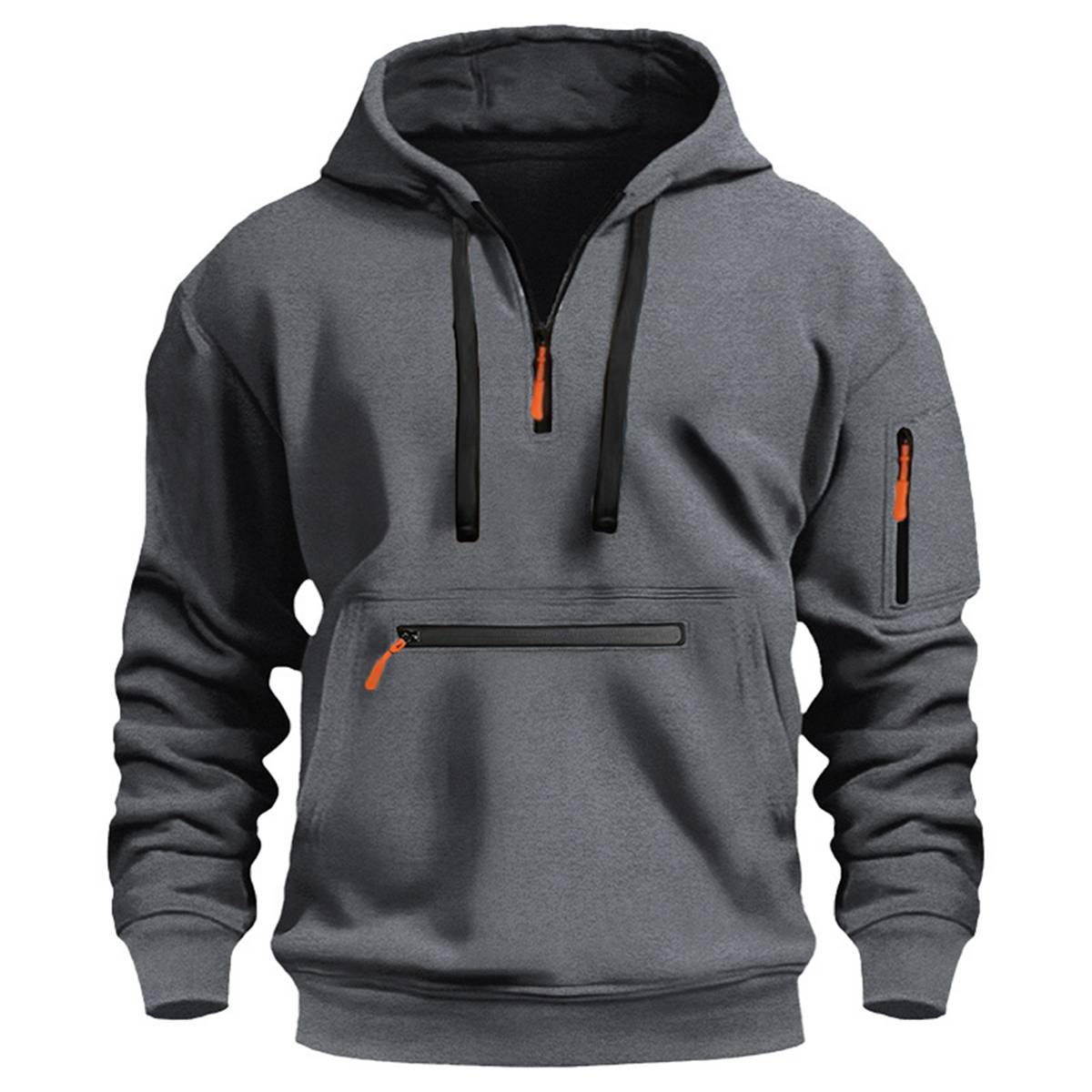 Men's Casual Fleece Half-Zip Hooded Sweatshirt