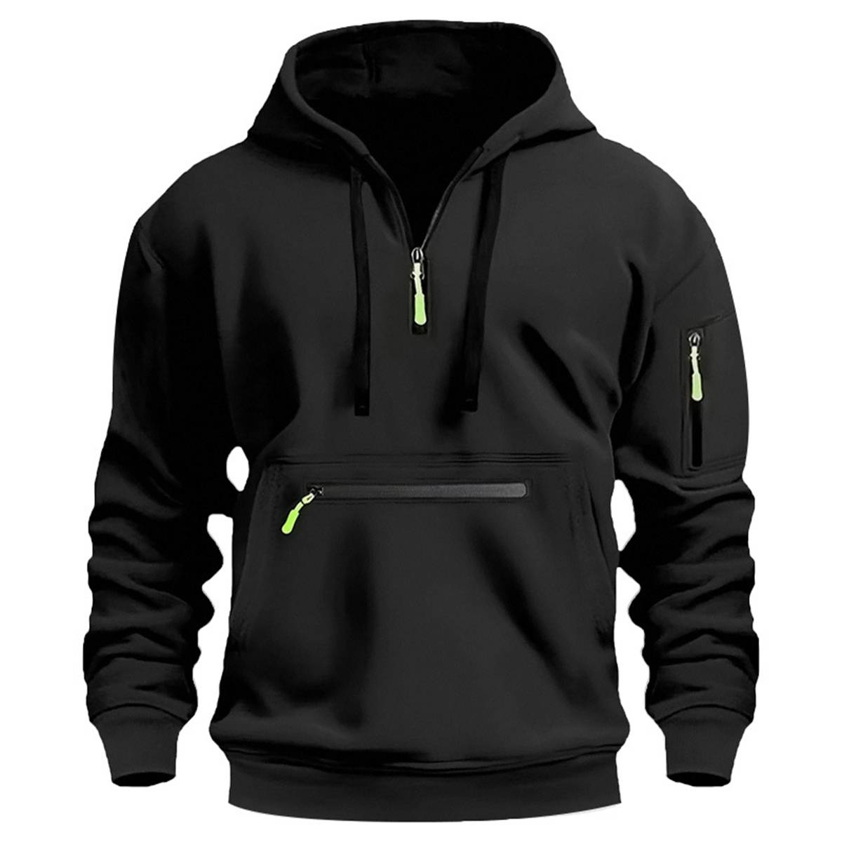Men's Casual Fleece Half-Zip Hooded Sweatshirt