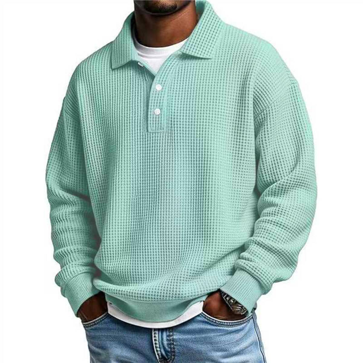 Men's Vintage Relaxed Fit Waffle Knit Polo Shirt