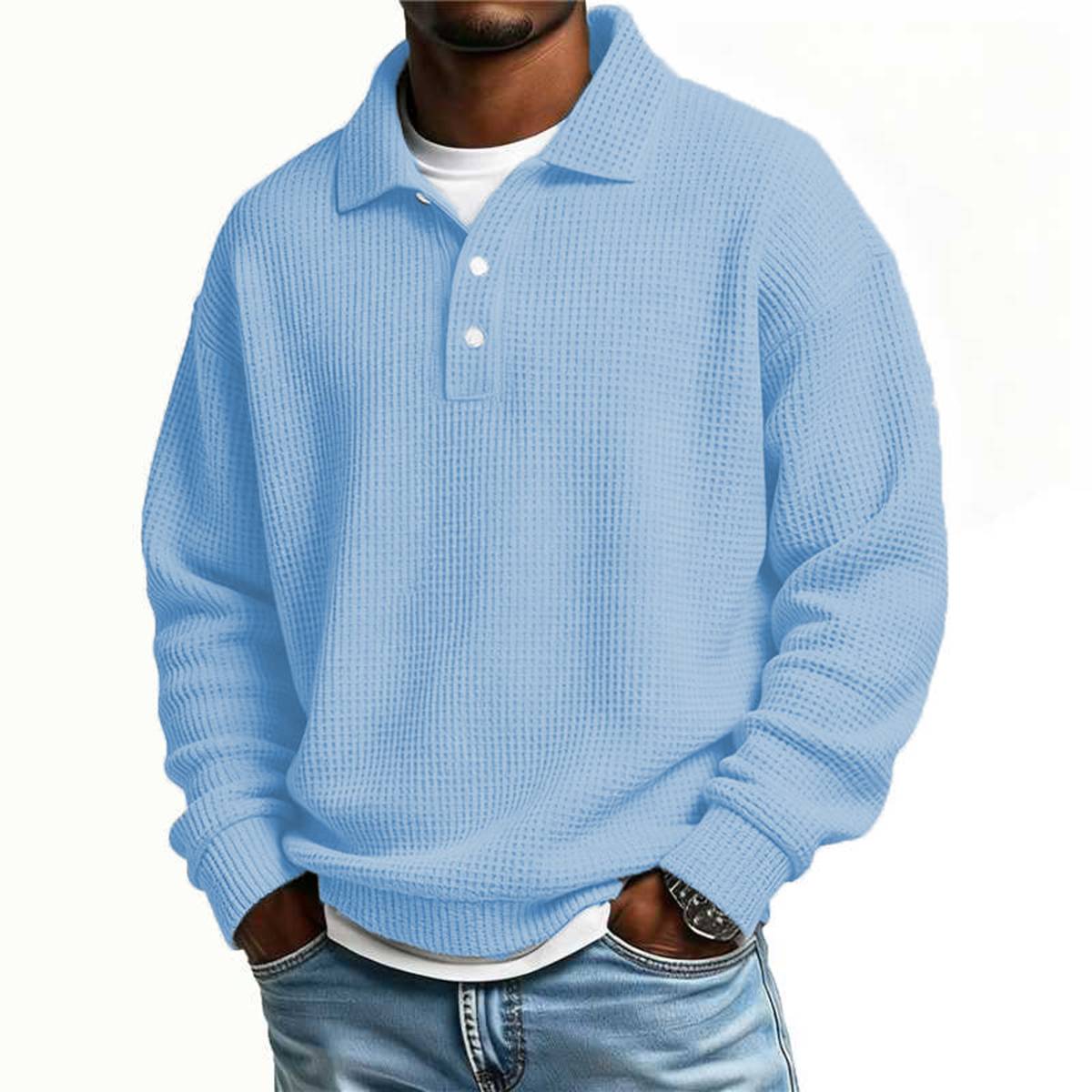 Men's Vintage Relaxed Fit Waffle Knit Polo Shirt