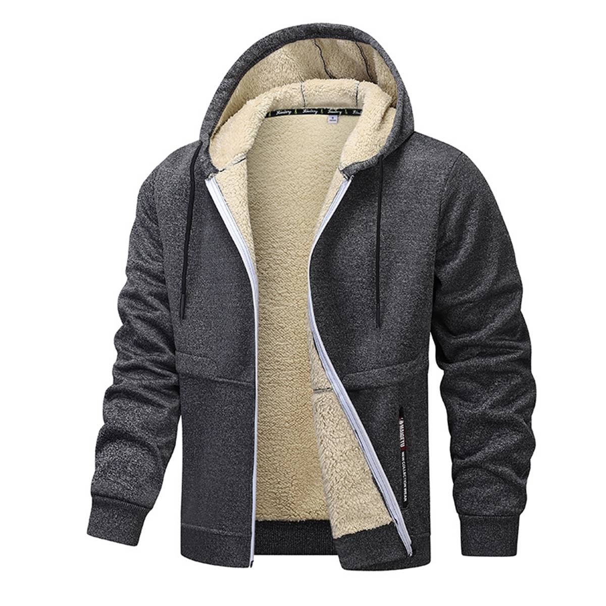 Relaxed Fit Thick Fleece Lined Hooded Jacket