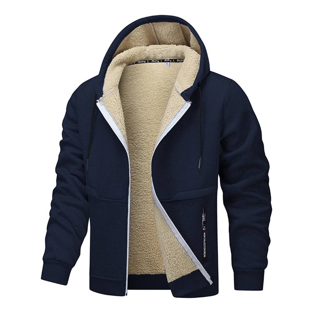 Relaxed Fit Thick Fleece Lined Hooded Jacket
