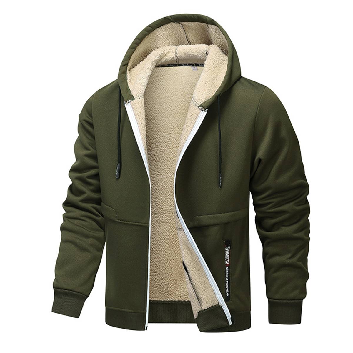 Relaxed Fit Thick Fleece Lined Hooded Jacket