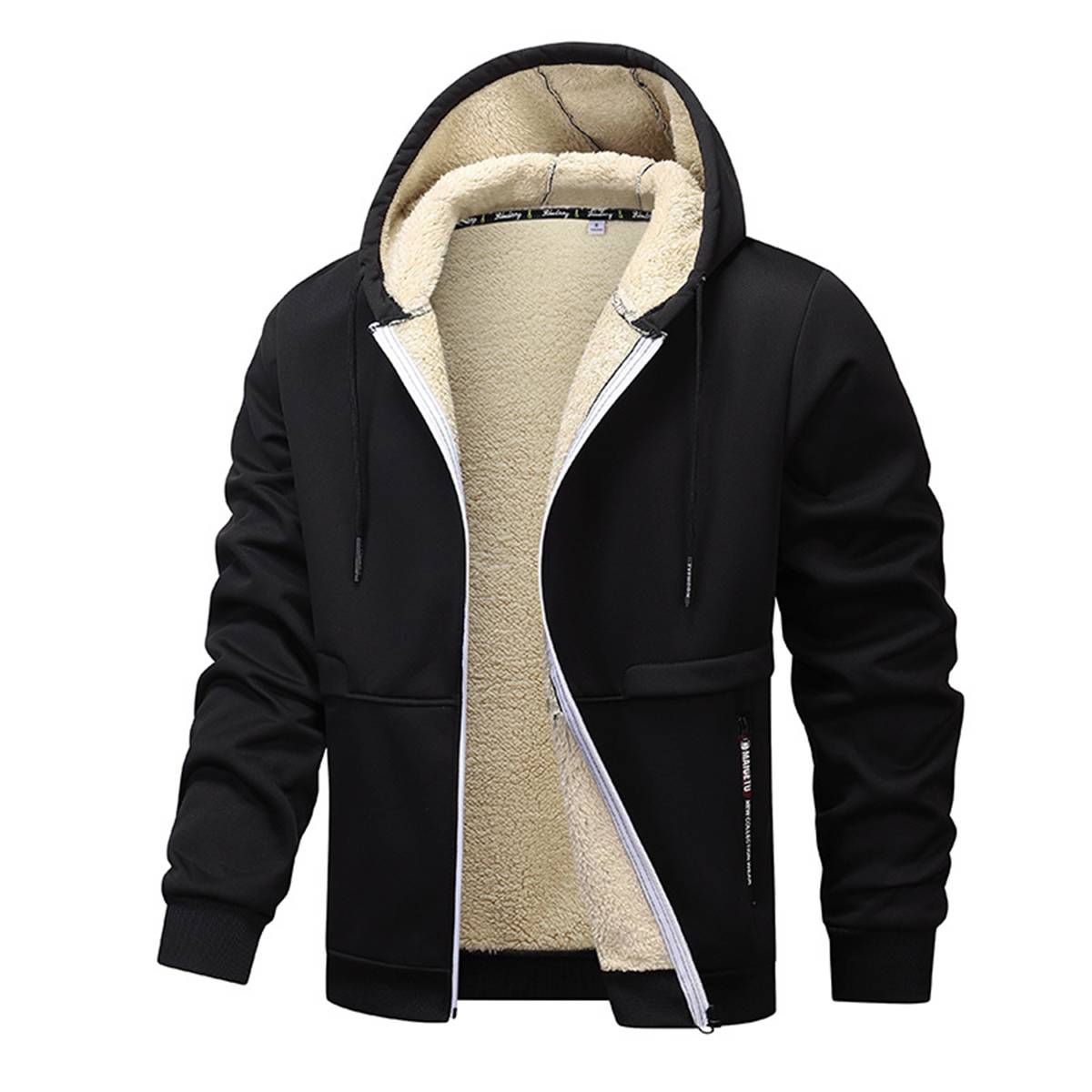 Relaxed Fit Thick Fleece Lined Hooded Jacket