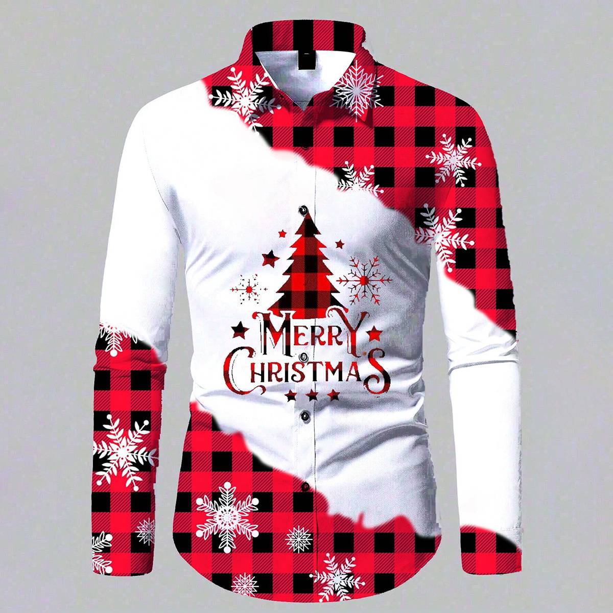 Men's Christmas Lapel Long Sleeve Casual Shirt