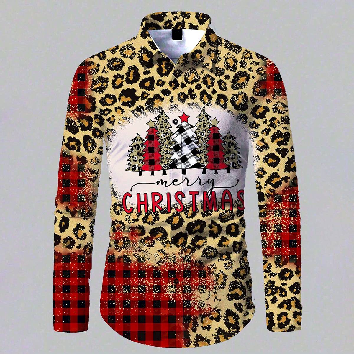 Men's Christmas Lapel Long Sleeve Casual Shirt