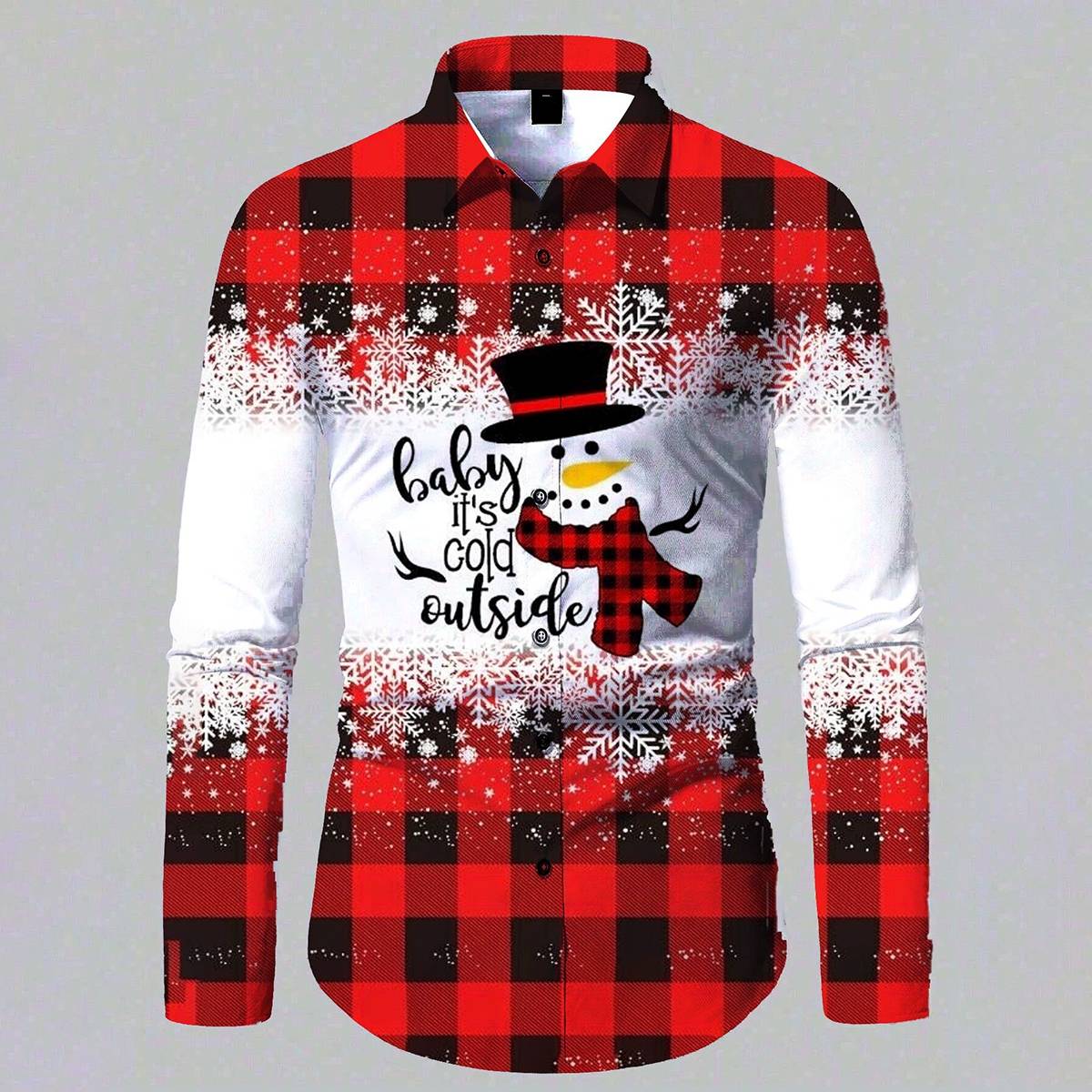Men's Christmas Lapel Long Sleeve Casual Shirt
