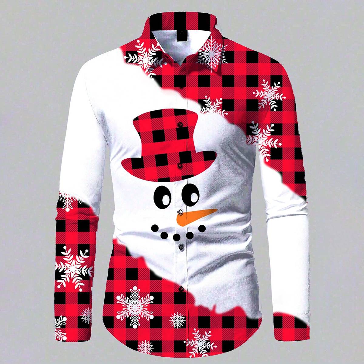 Men's Christmas Lapel Long Sleeve Casual Shirt