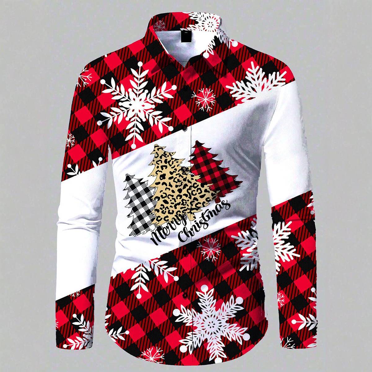 Men's Christmas Lapel Long Sleeve Casual Shirt
