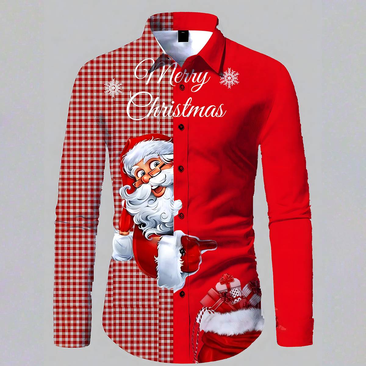 Men's Christmas Lapel Long Sleeve Casual Shirt