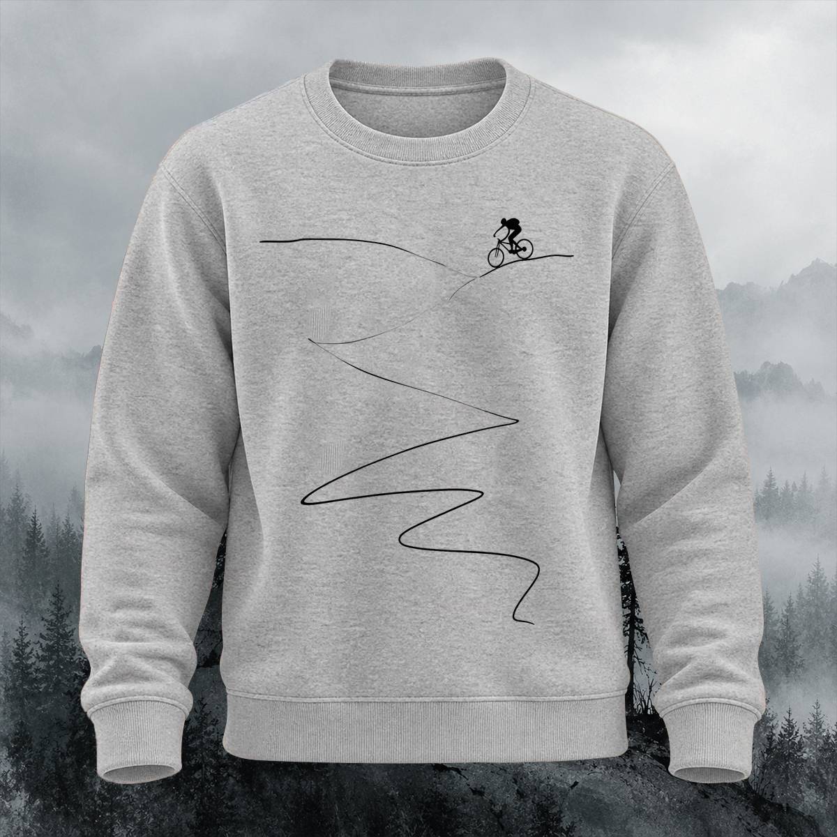 Minimal Downhill Mountain Bike Casual Crewneck Sweatshirt
