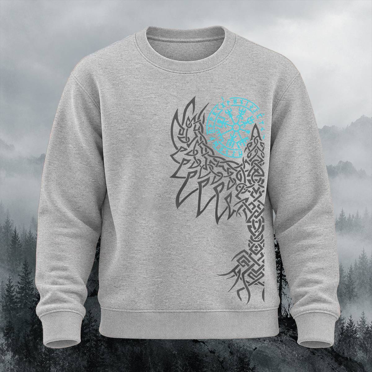 Viking Wolf Vegvisir Casual Crewneck Sweatshirt