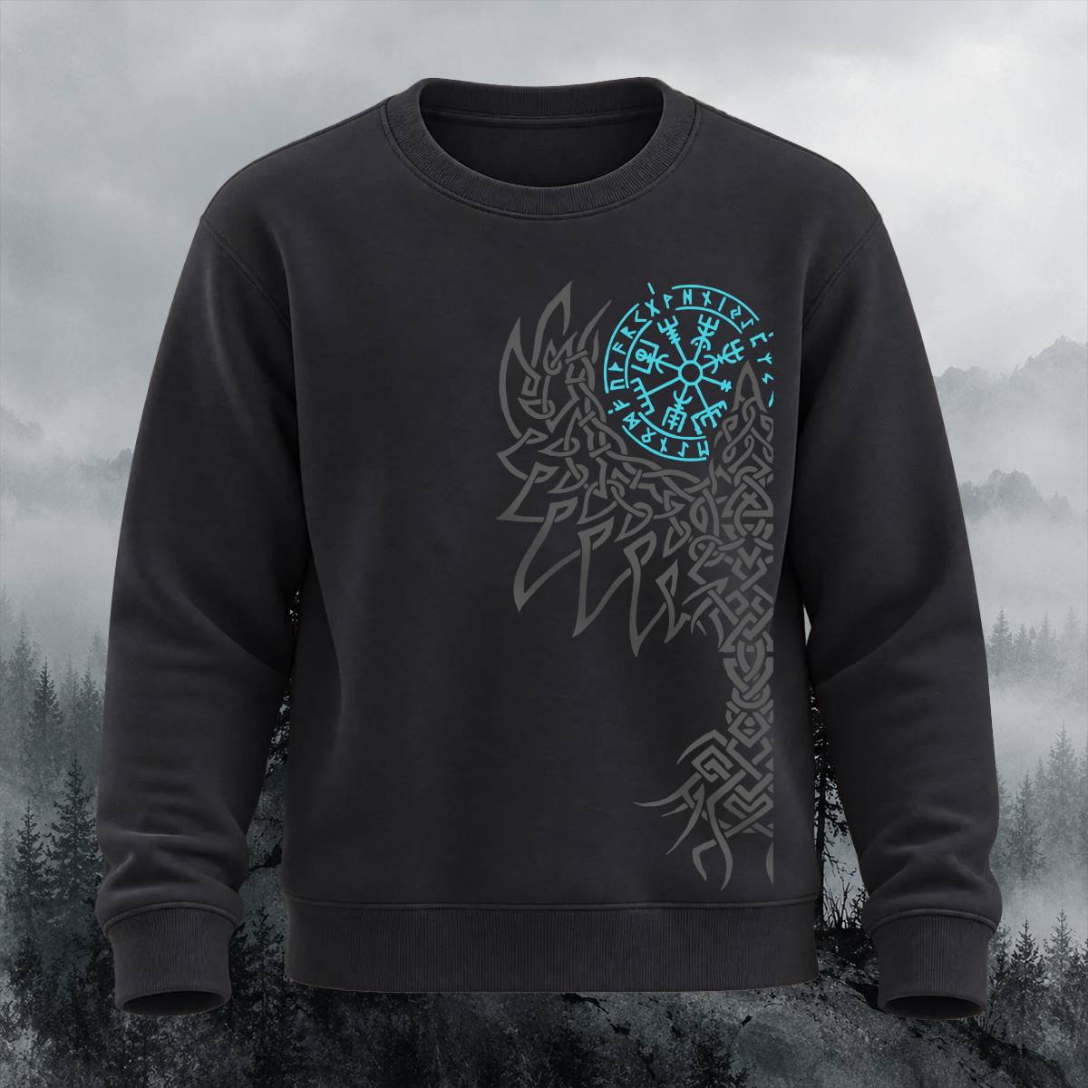 Viking Wolf Vegvisir Casual Crewneck Sweatshirt
