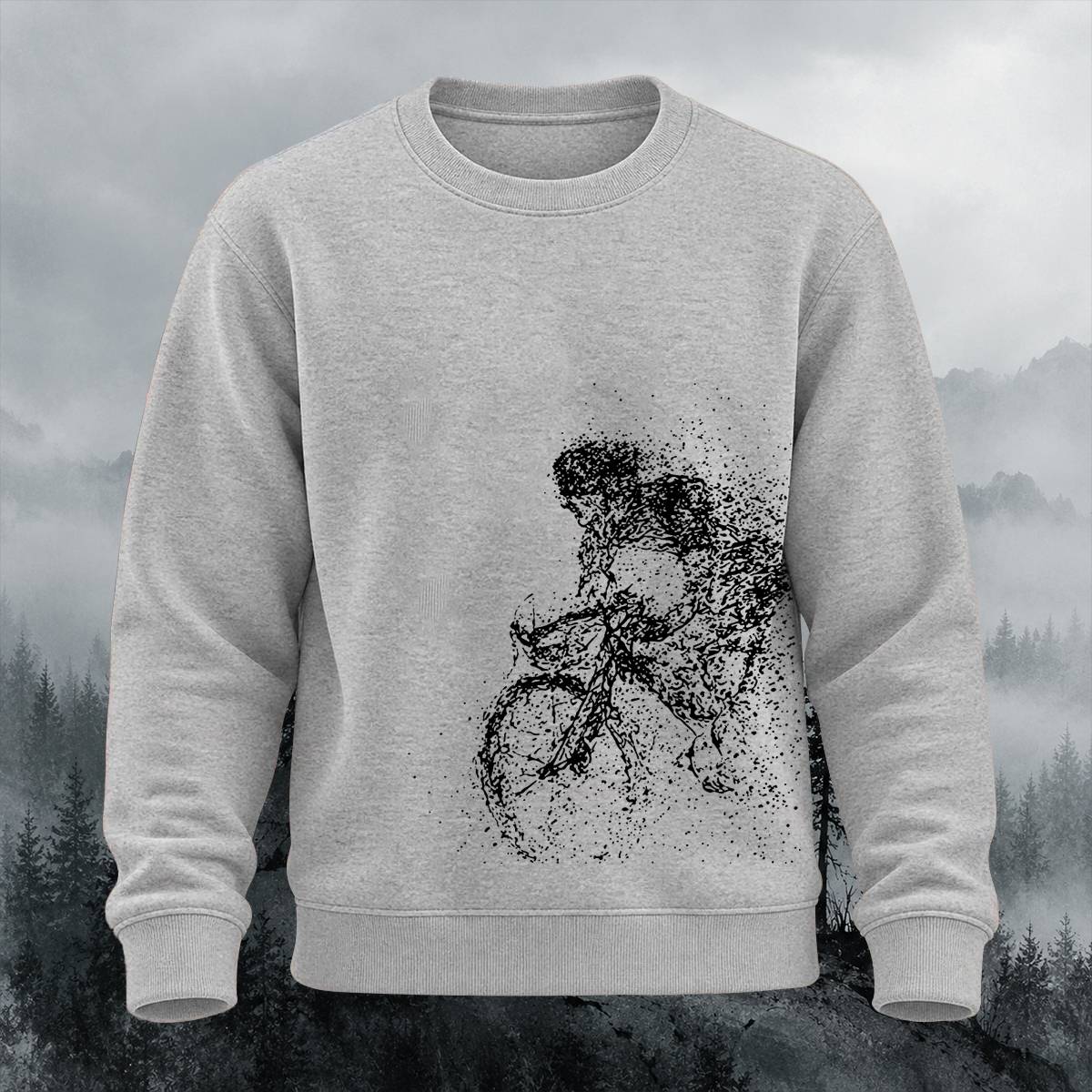 DTG Particle Mountain Biker Casual Crewneck Sweatshirt