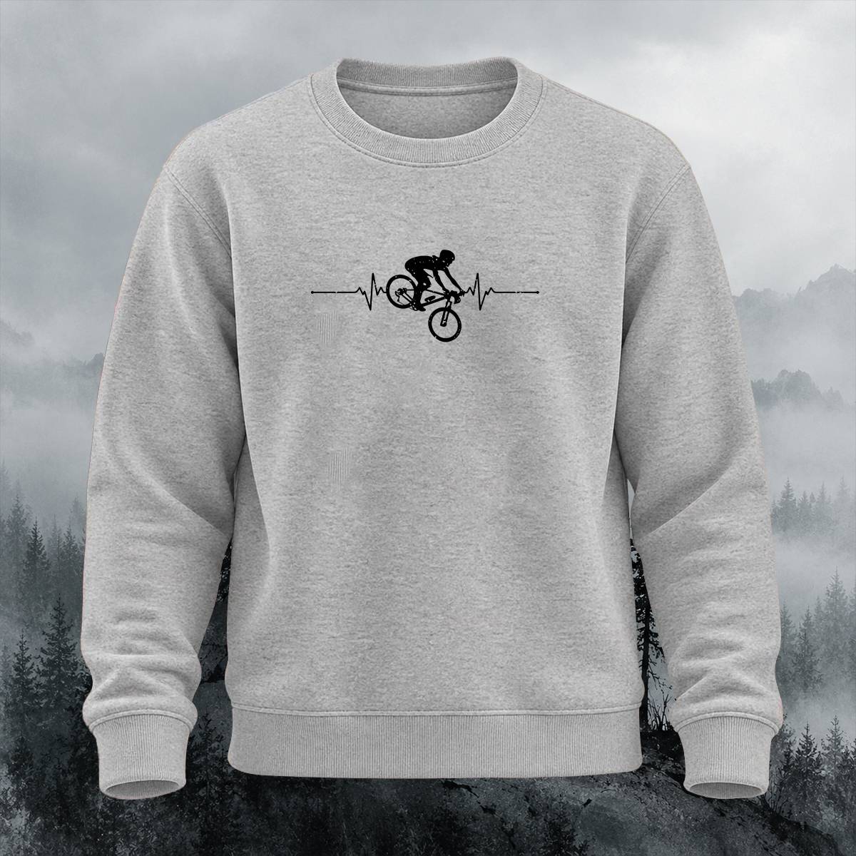 Mountain Biker Heartbeat Casual Crewneck Sweatshirt