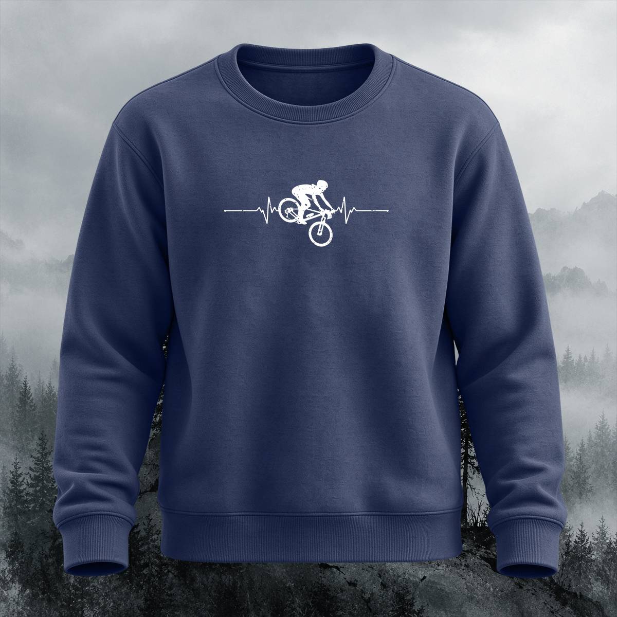 Mountain Biker Heartbeat Casual Crewneck Sweatshirt