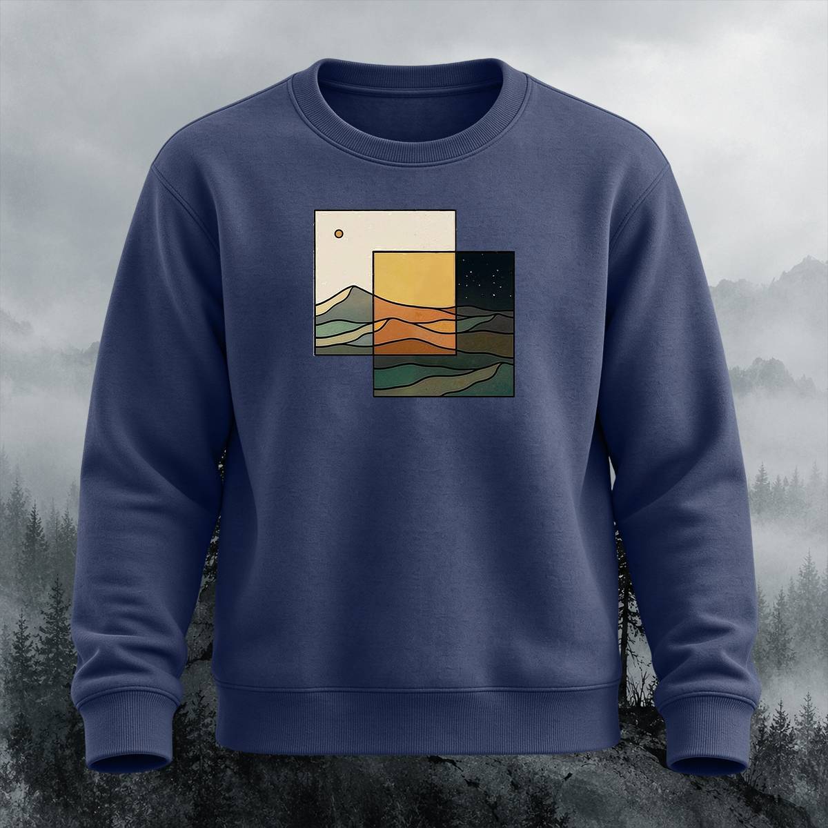 Abstract Mountain Landscape Outdoor Crewneck Sweatshirt