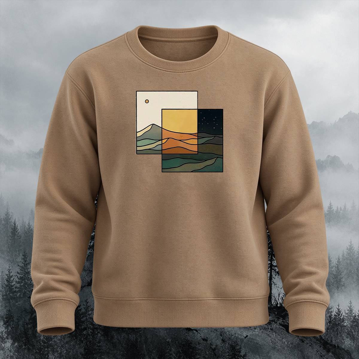 Abstract Mountain Landscape Outdoor Crewneck Sweatshirt