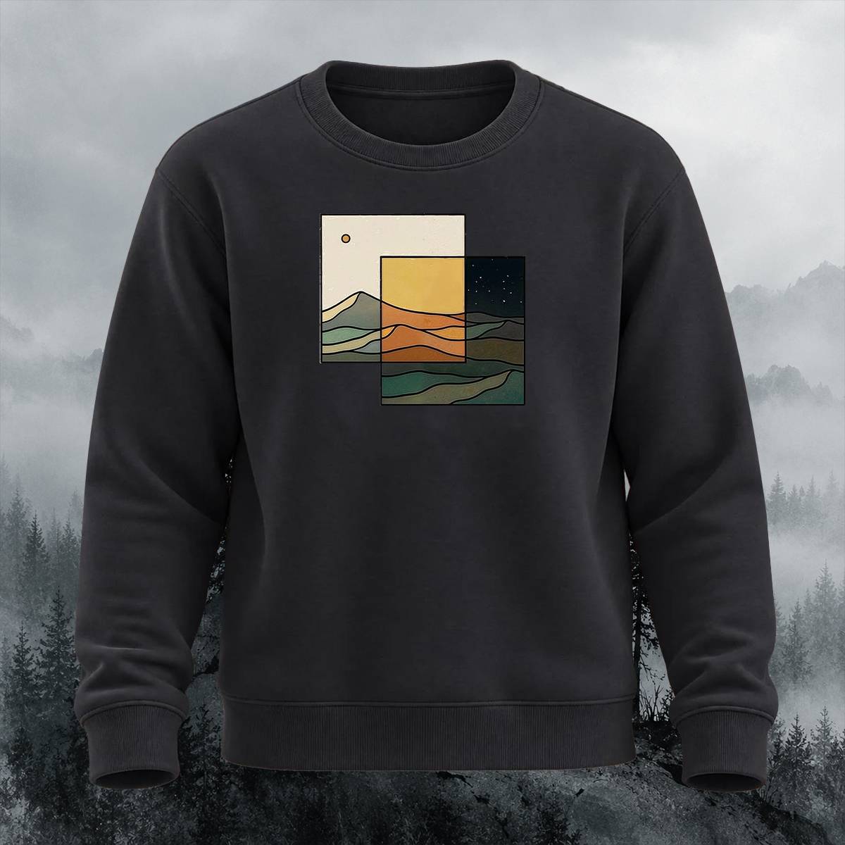 Abstract Mountain Landscape Outdoor Crewneck Sweatshirt