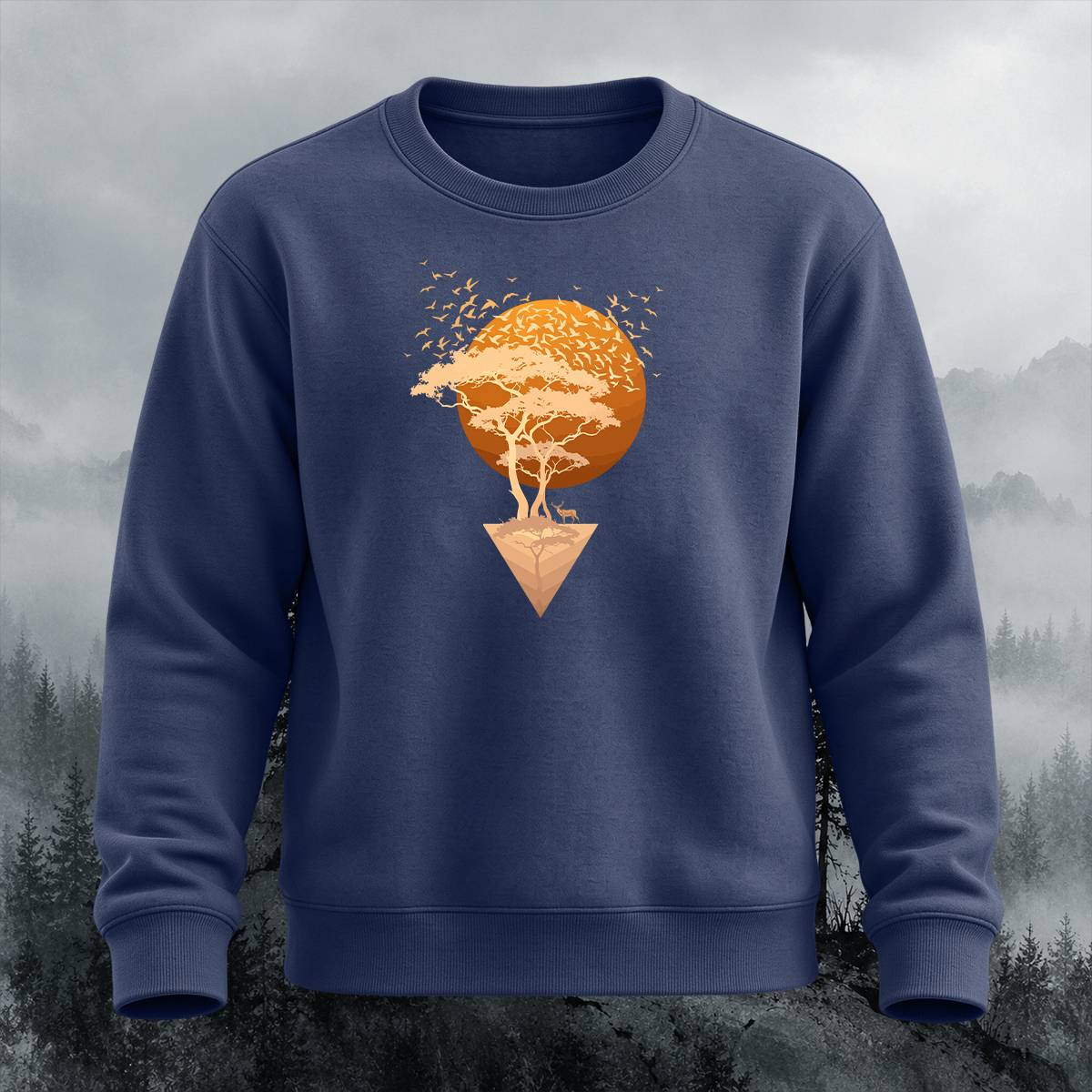 Floating Tree Sunset Outdoor Casual Crewneck Sweatshirt