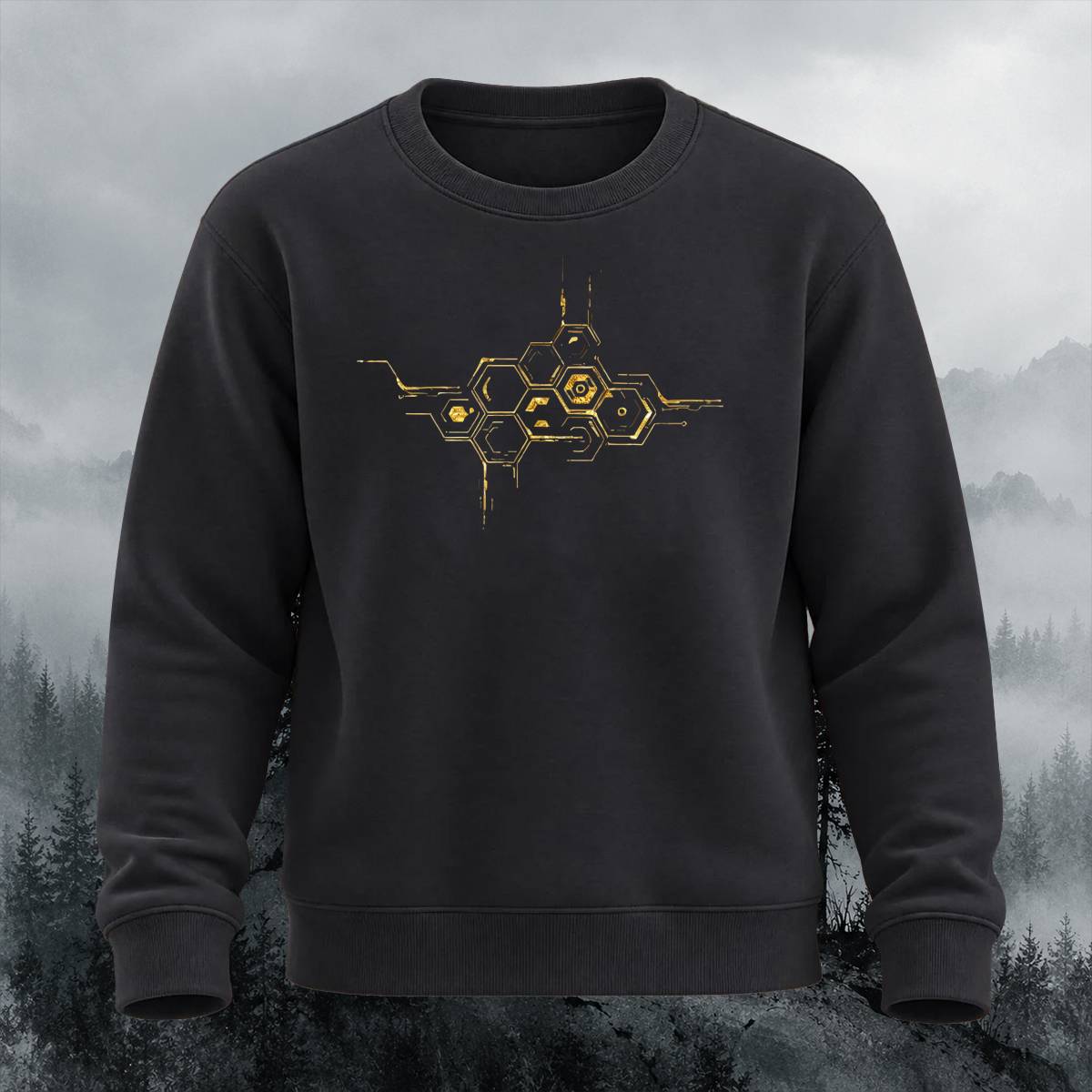 Hexagon Tech Circuit Casual Crewneck Sweatshirt