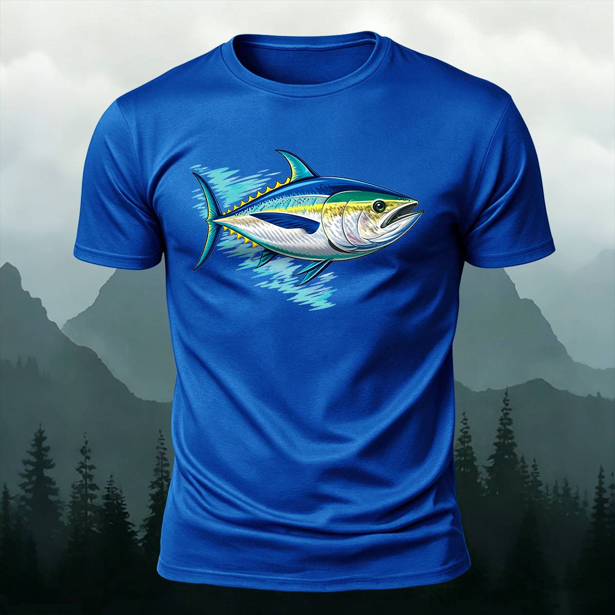 Colorful Tuna Fish Splash Outdoor Casual Cotton Tee