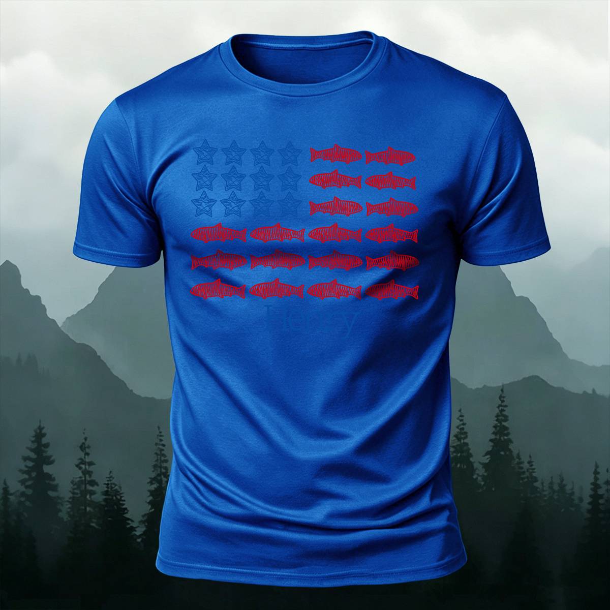 Creative Star & Fish Graphic Outdoor Casual Tee
