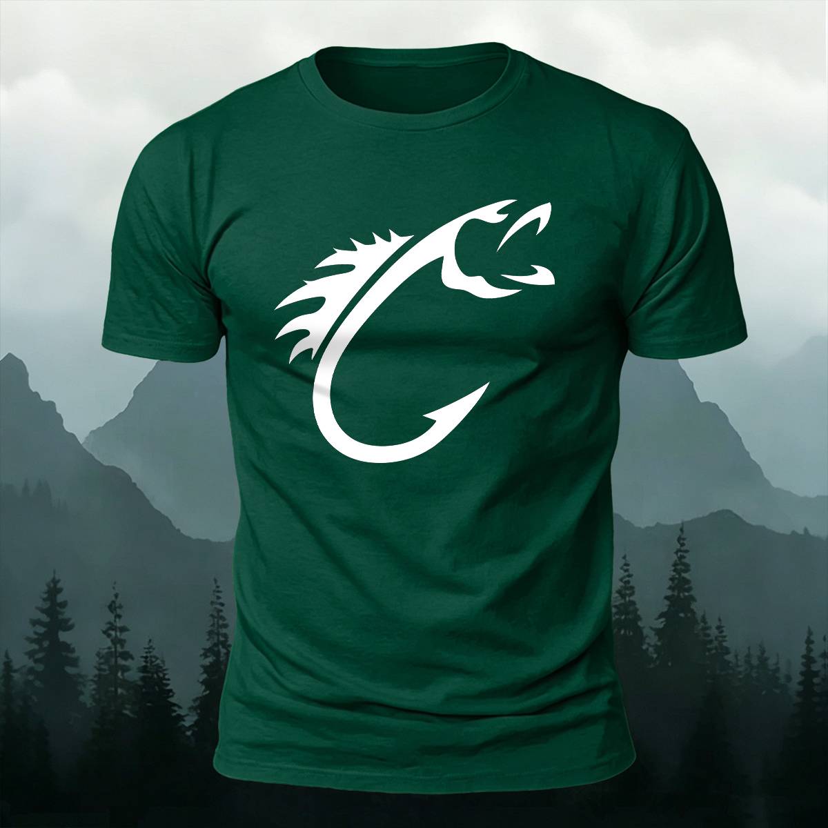Minimal Fish Hook Outdoor Casual Premium Cotton Tee
