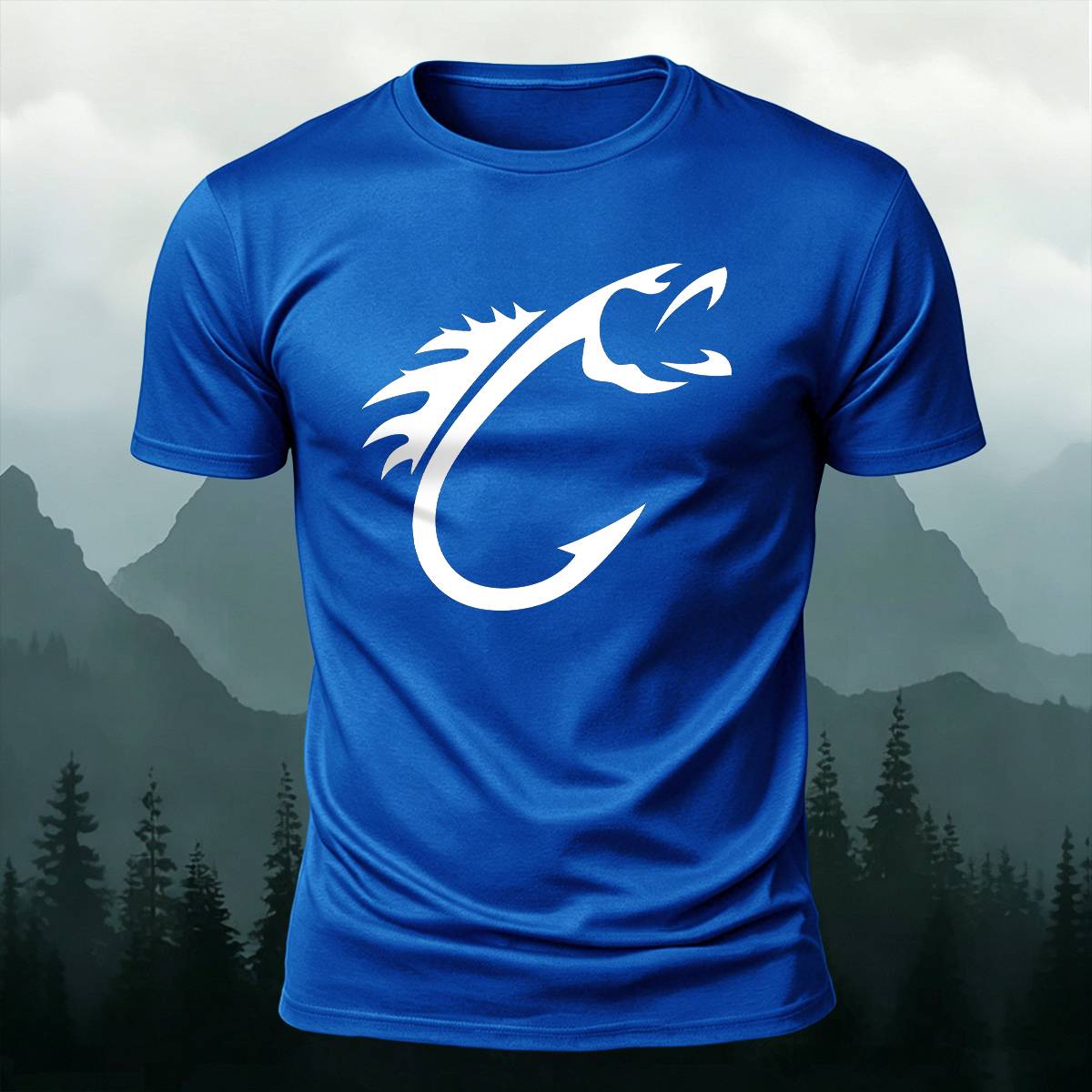Minimal Fish Hook Outdoor Casual Premium Cotton Tee