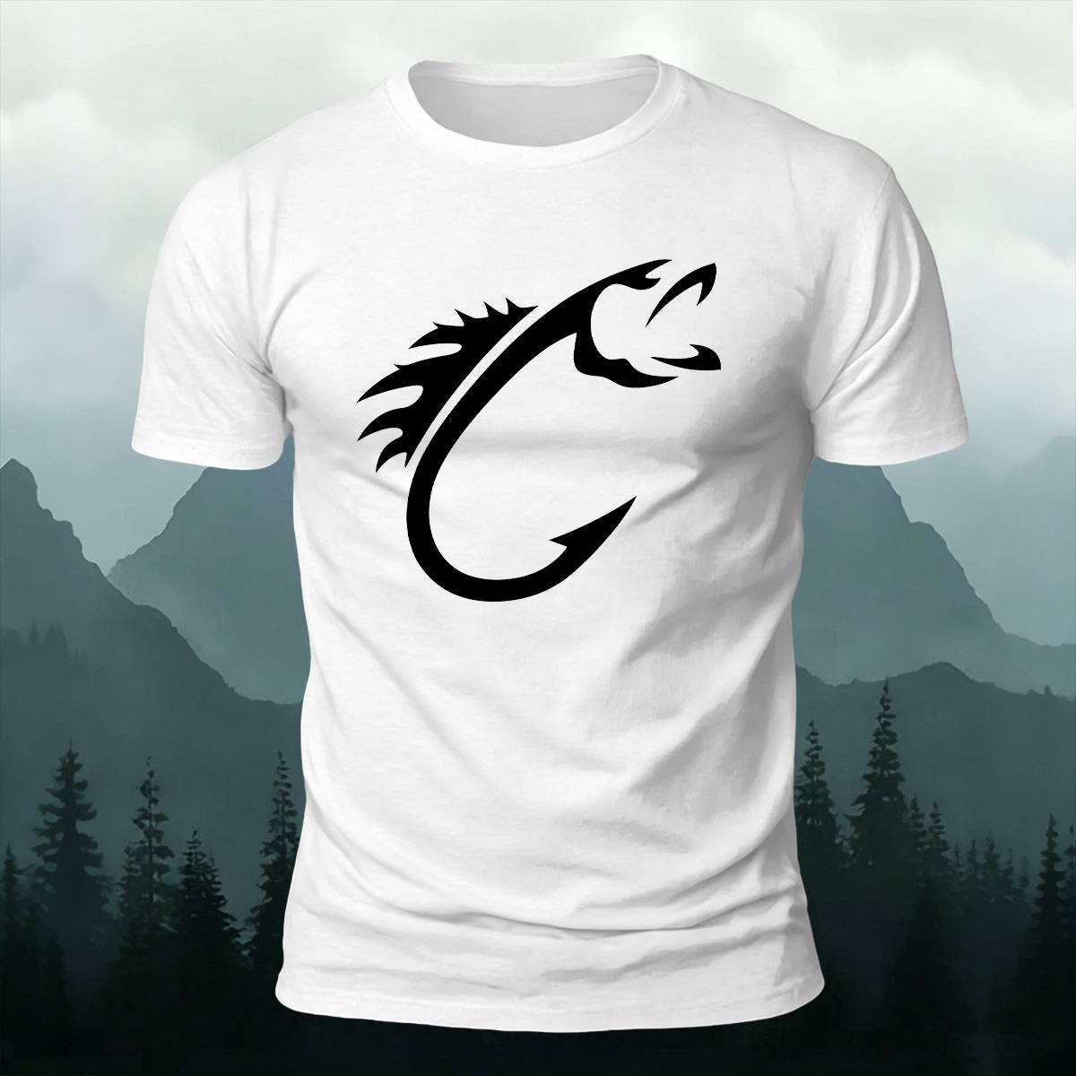Minimal Fish Hook Outdoor Casual Premium Cotton Tee