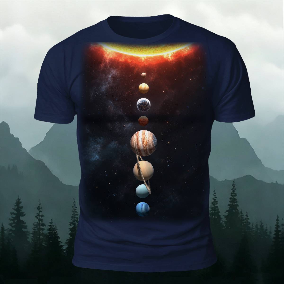 Cosmic Solar System Graphic Outdoor Casual Tee