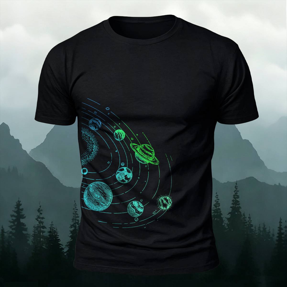 DTG Line Art Solar System Cosmic Casual Tee