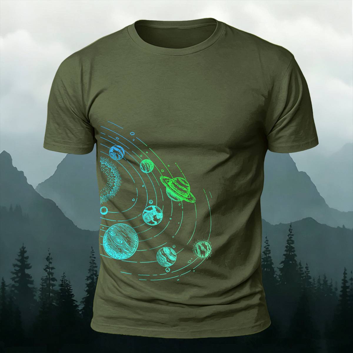 DTG Line Art Solar System Cosmic Casual Tee