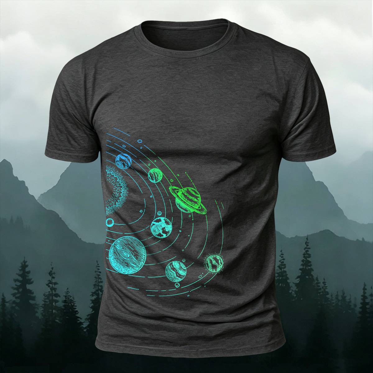 DTG Line Art Solar System Cosmic Casual Tee
