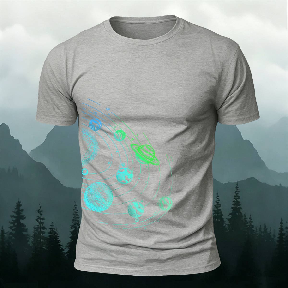 DTG Line Art Solar System Cosmic Casual Tee