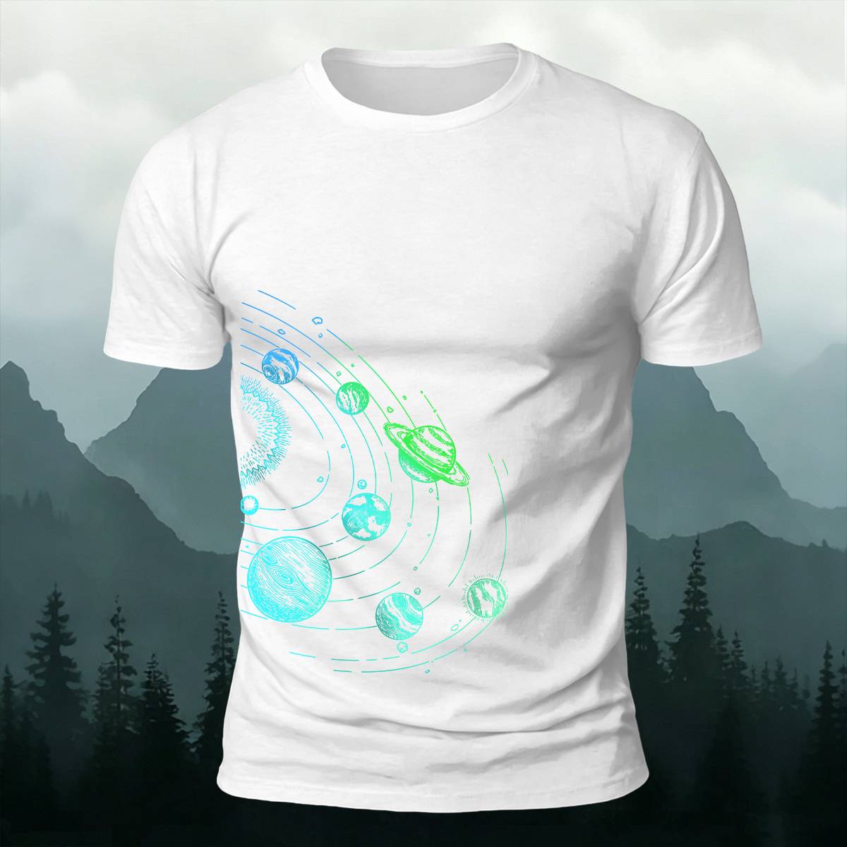 DTG Line Art Solar System Cosmic Casual Tee