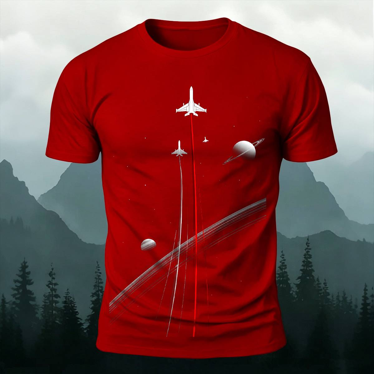 DTG Aviation Space Travel Airplane Graphic Casual Tee