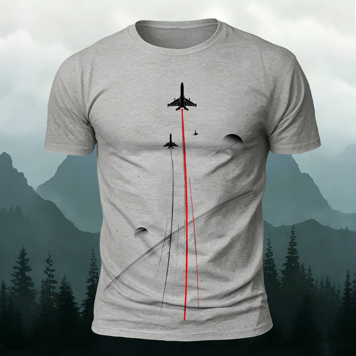 DTG Aviation Space Travel Airplane Graphic Casual Tee