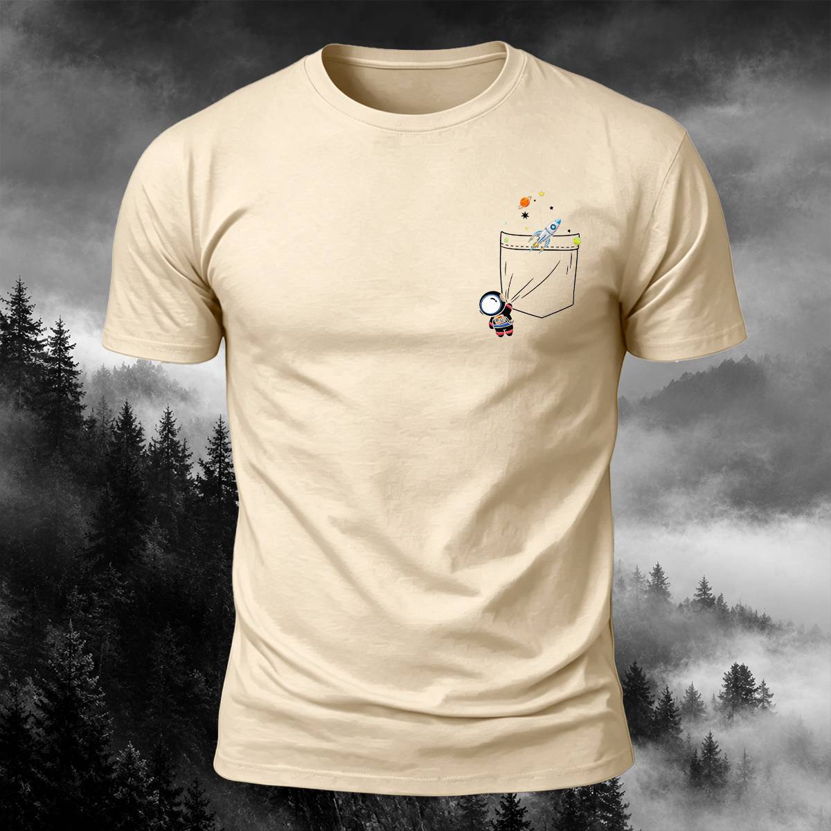 DTG Funny Pocket Space Rocket Astronaut Casual Tee